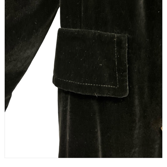 VTG Brittany Bay by Bernard Casual Women S Black Velvet Maxi Trench Coat Witchy - Picture 6 of 14